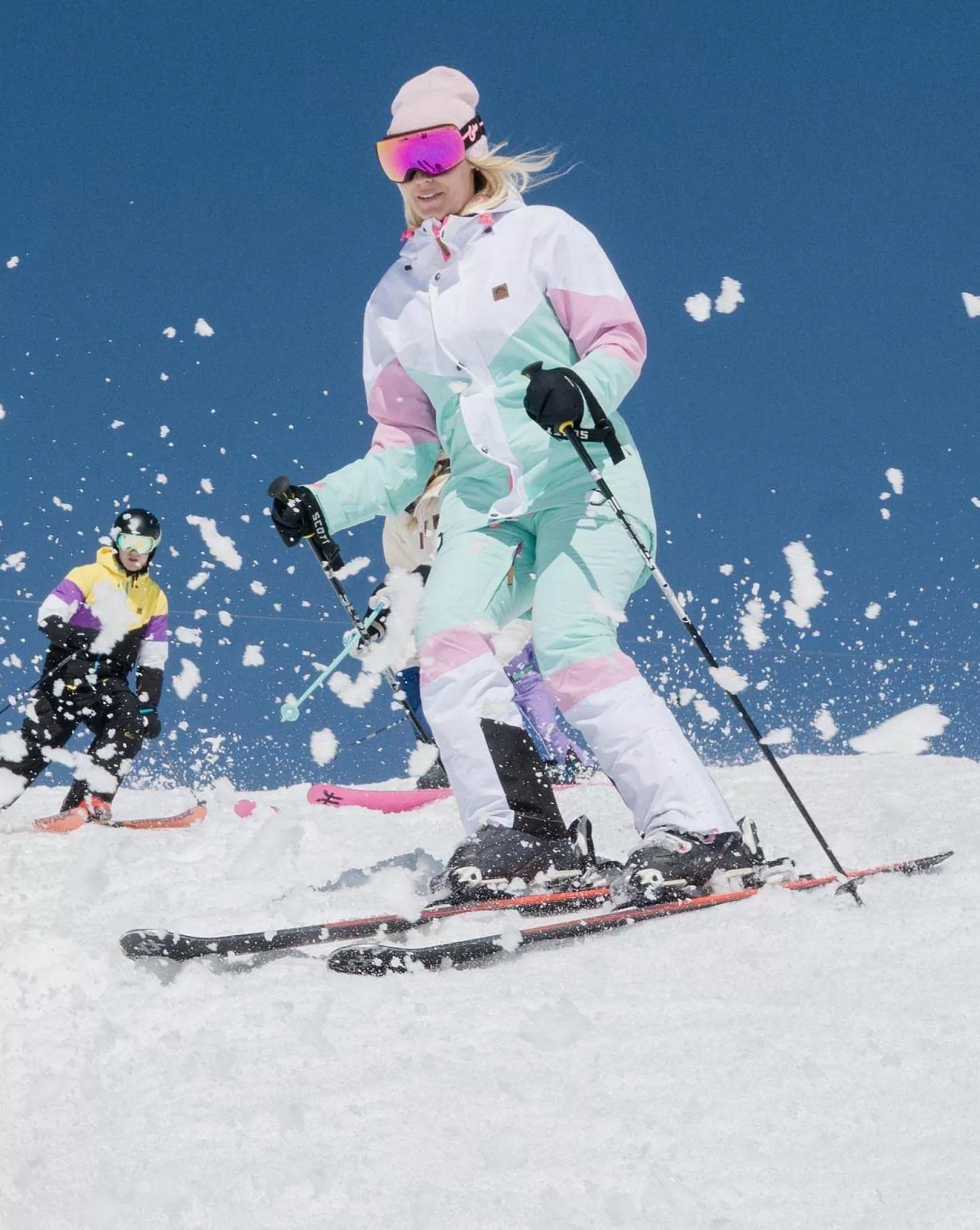 OOSC Snow Jackets<1080 Women'S Ski & Snowboard Jacket - Pastel Pink, White & Pastel Mint