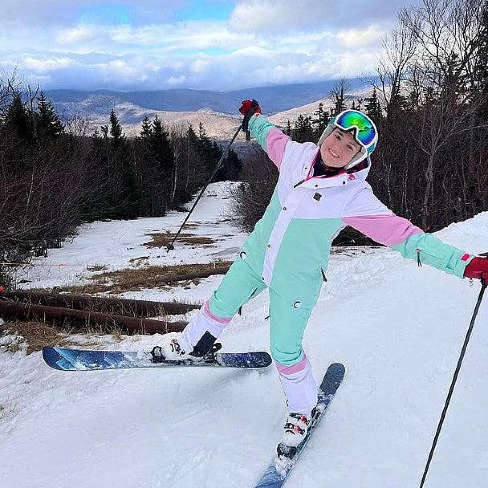 OOSC Snow Jackets<1080 Women'S Ski & Snowboard Jacket - Pastel Pink, White & Pastel Mint