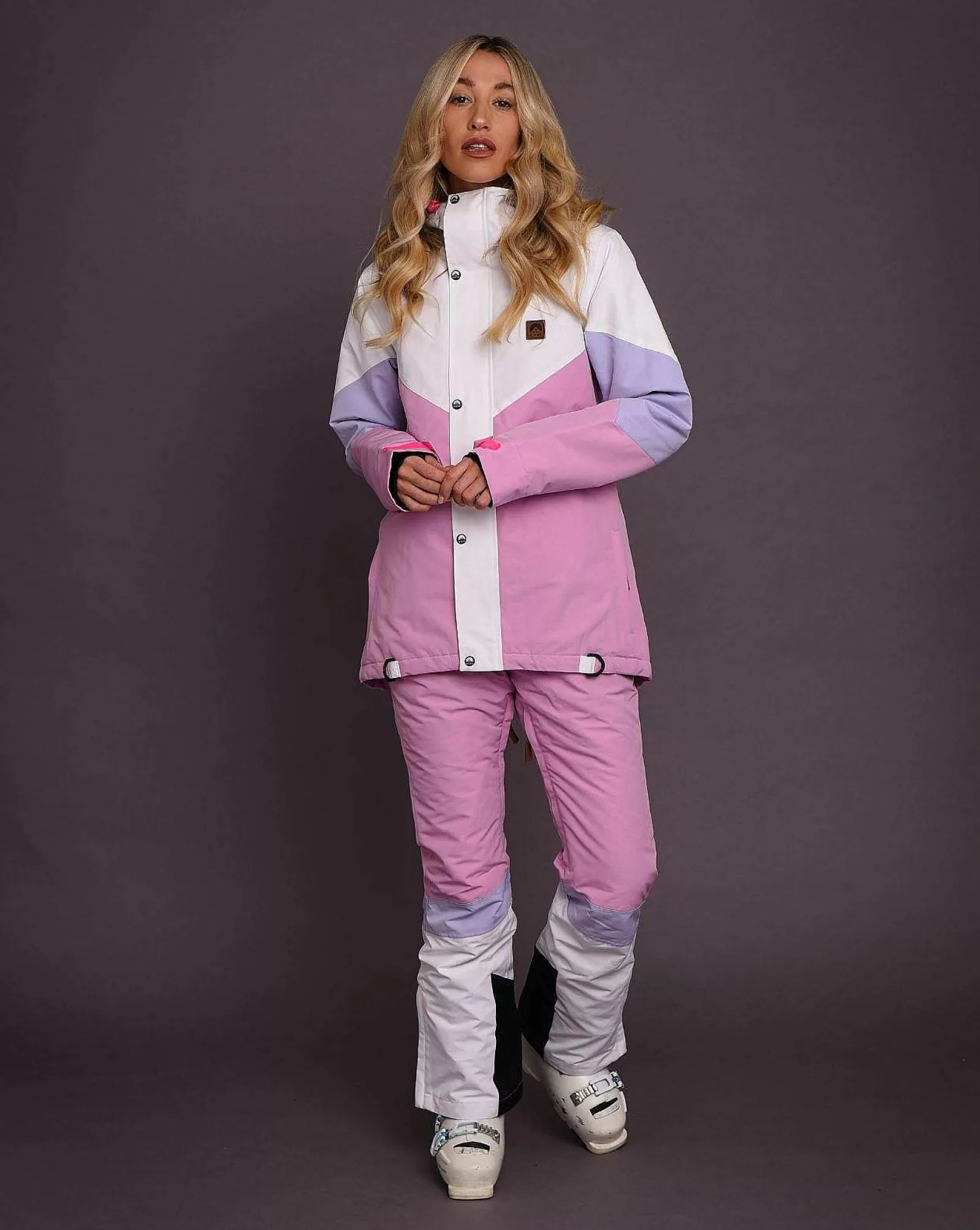 OOSC Snow Jackets<1080 Women'S Ski & Snowboard Jacket - Pastel Pink, White & Pastel Purple