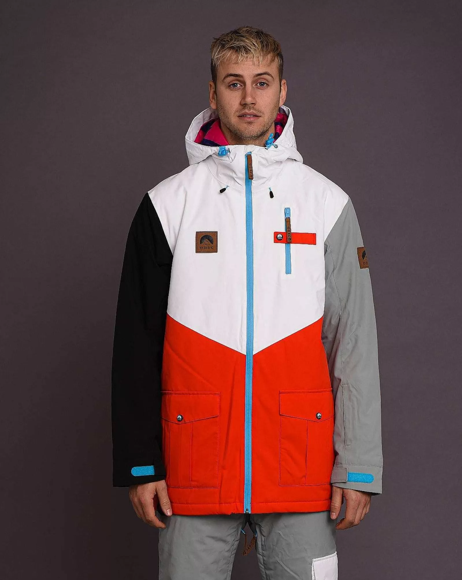 OOSC Snow Jackets<Fresh Pow Men'S Ski Snowboard Jacket - White, Red, Black & Grey