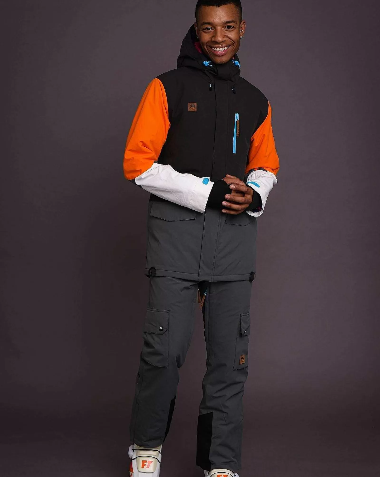 OOSC Snow Jackets<Yeh Man Men'S Ski & Snowboard Jacket - Black, Grey & Orange