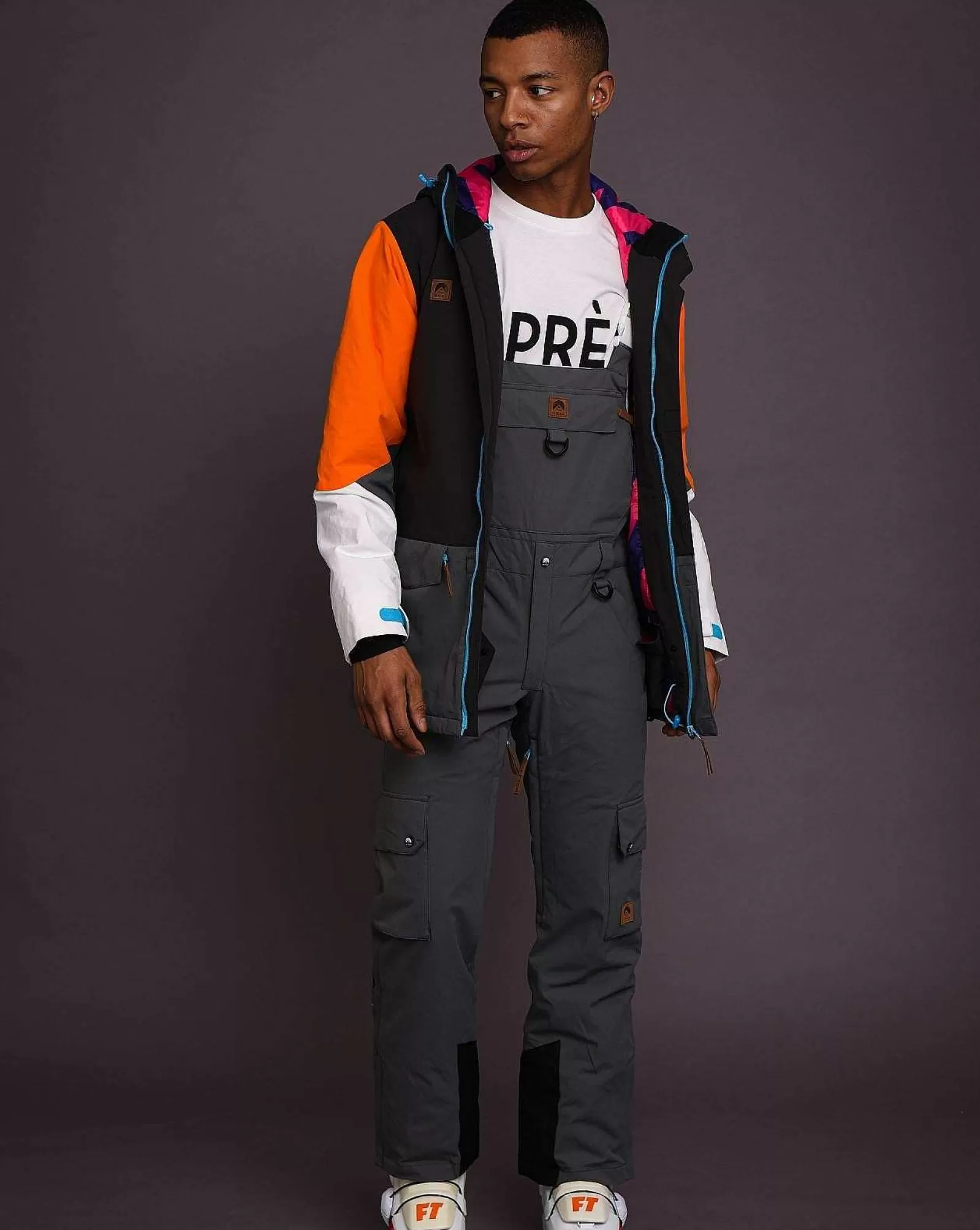 OOSC Snow Jackets<Yeh Man Men'S Ski & Snowboard Jacket - Black, Grey & Orange