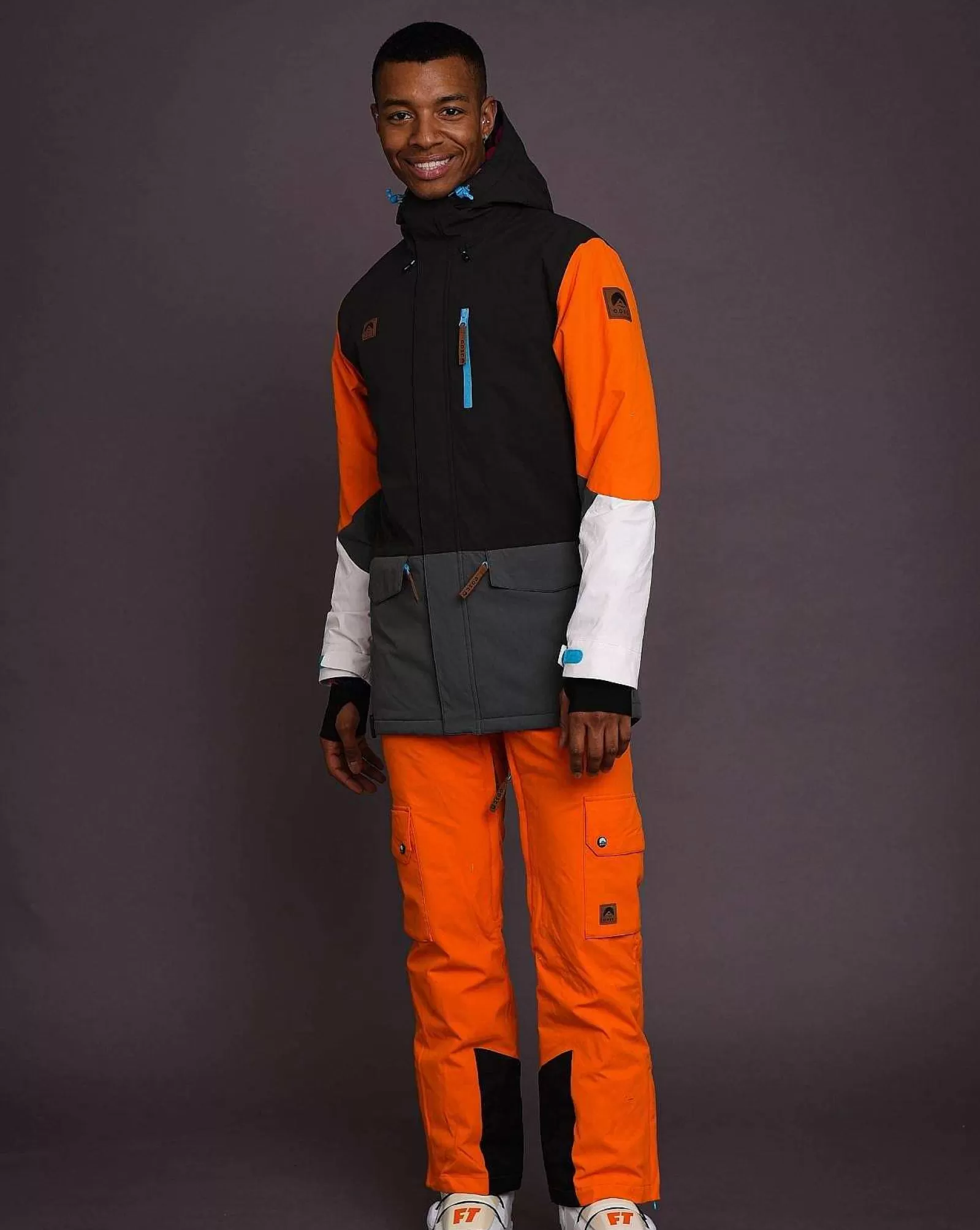 OOSC Snow Jackets<Yeh Man Men'S Ski & Snowboard Jacket - Black, Grey & Orange