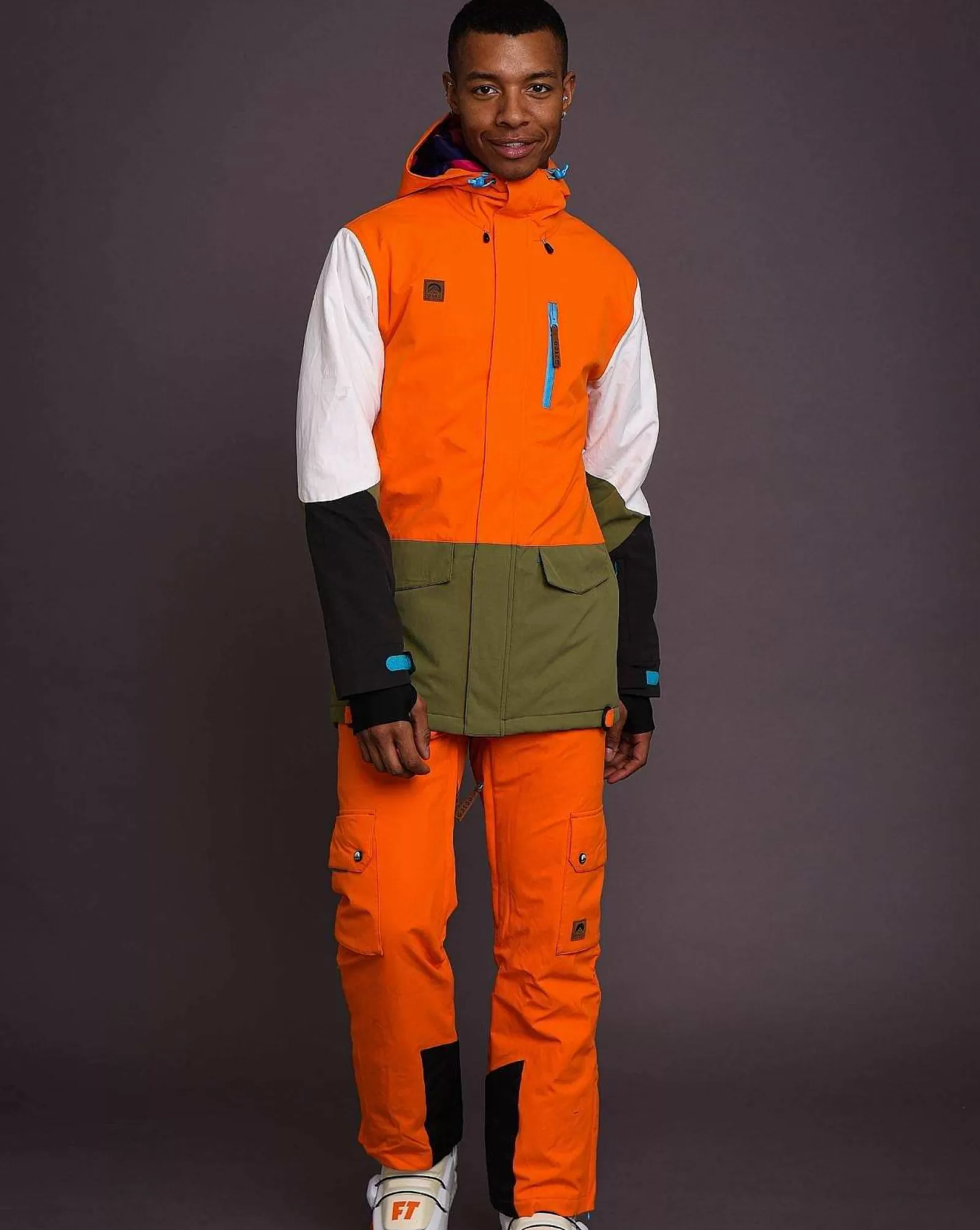 OOSC Snow Jackets<Yeh Man Men'S Ski & Snowboard Jacket - Orange, Khaki & White