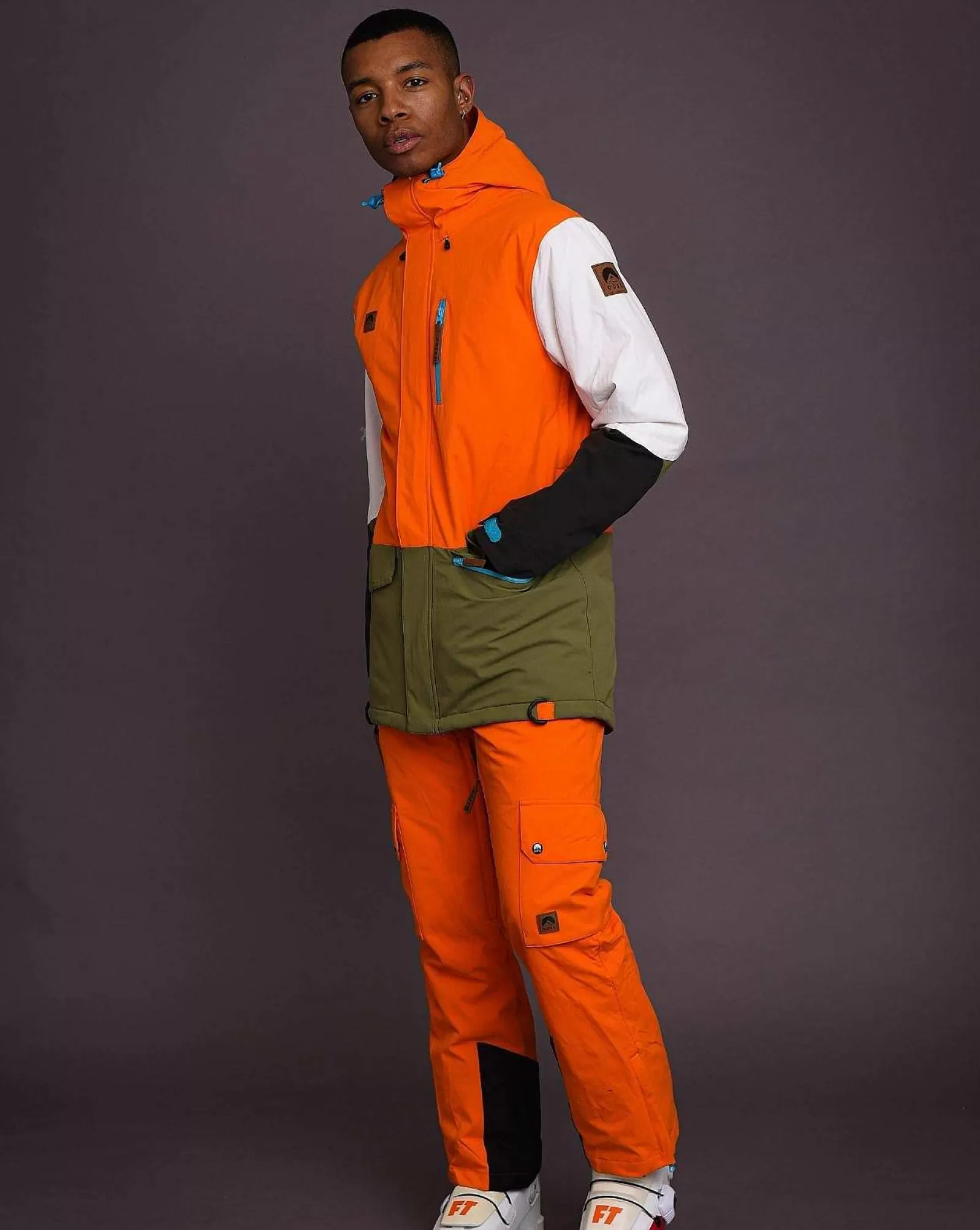 OOSC Snow Jackets<Yeh Man Men'S Ski & Snowboard Jacket - Orange, Khaki & White