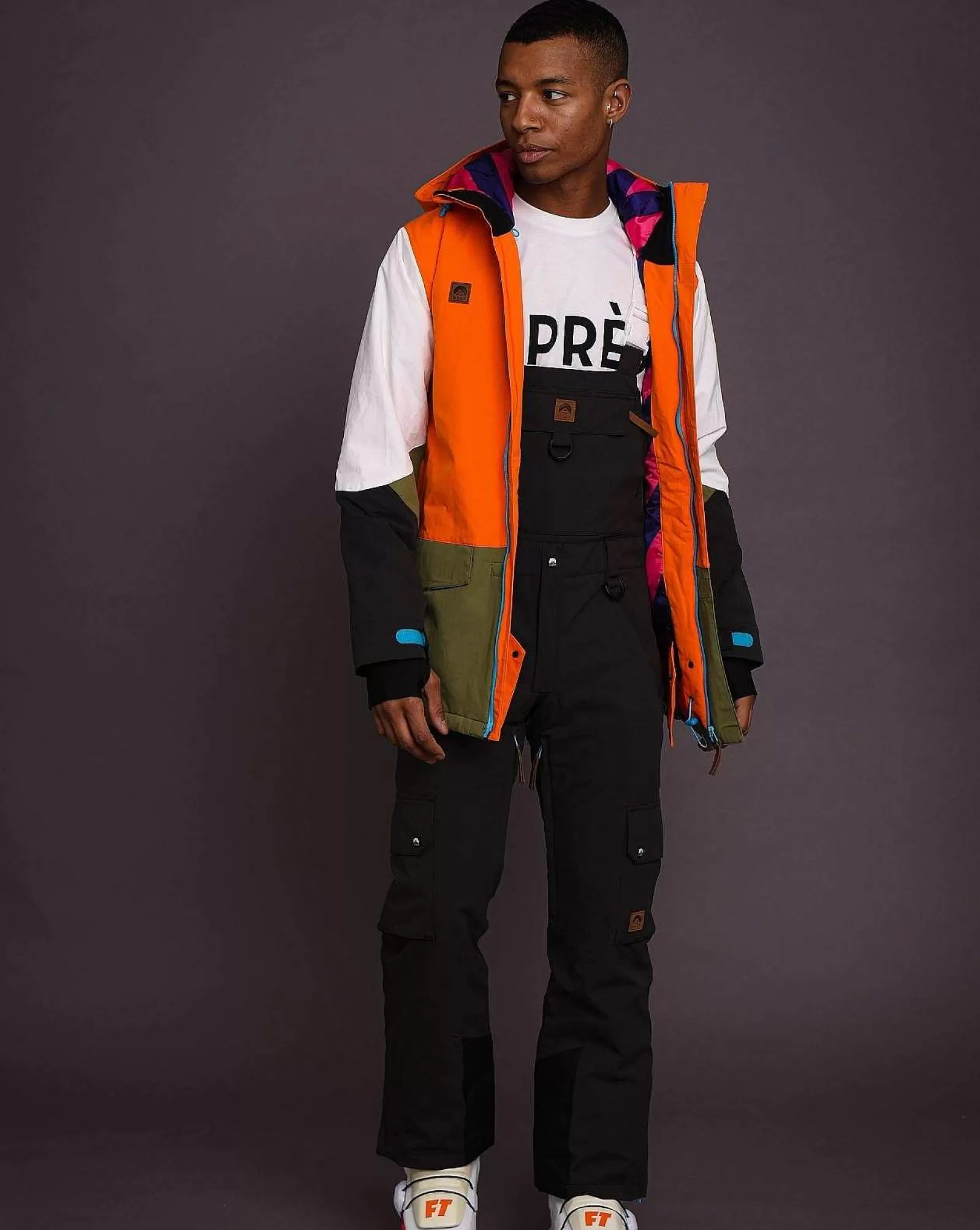 OOSC Snow Jackets<Yeh Man Men'S Ski & Snowboard Jacket - Orange, Khaki & White