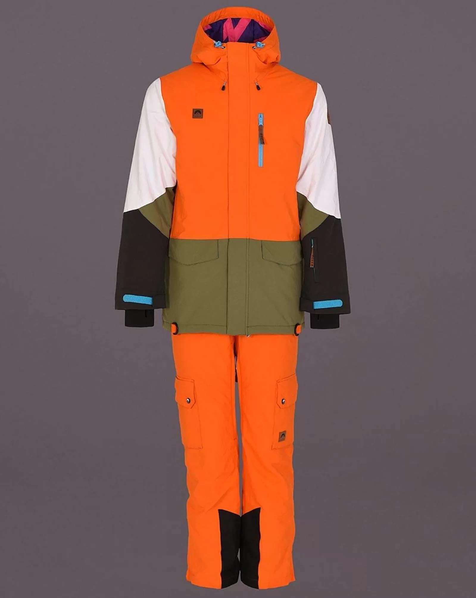 OOSC Snow Jackets<Yeh Man Men'S Ski & Snowboard Jacket - Orange, Khaki & White